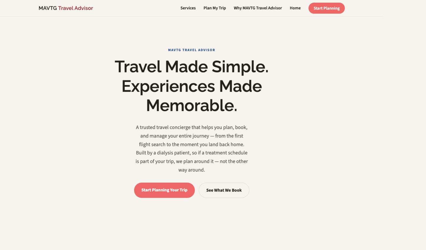 MAVTG Travel Advisor live site