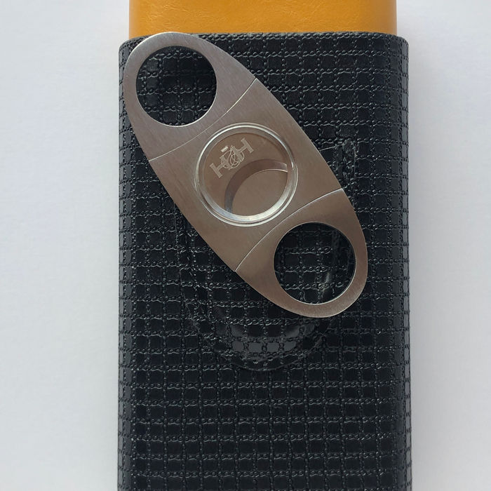 Black and Yellow leather pocket cigar case